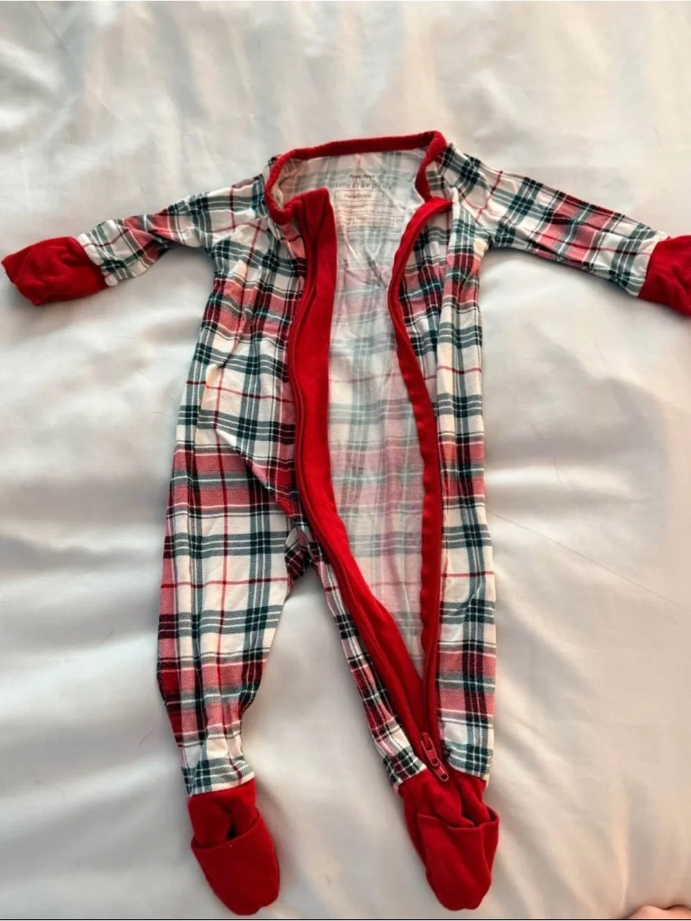 Little Sleepies Red Plaid Footed One-Piece Pajamas